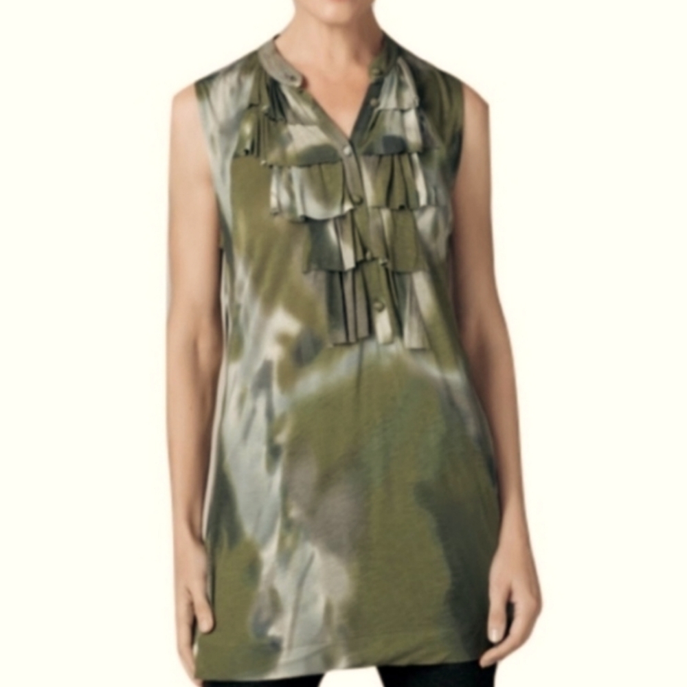 CAbi Tie Dye/Camo Long Sleeveless Blouse- Size S